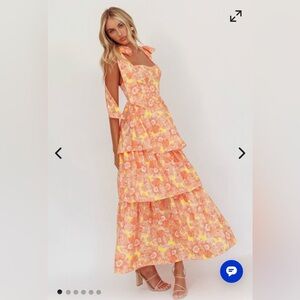 Selfie Leslie Orange Floral Midi Dress